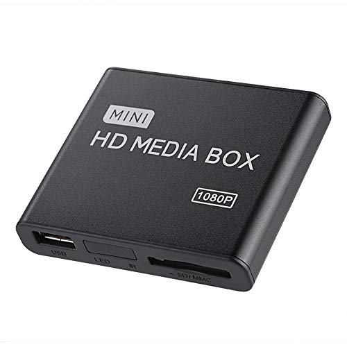 Eboxer 110-240 V Full HD Mini Box Media Player 1080 P Media Player Box Unterstützung USB MMC RMVB MP3 AVI MKV für Haus(Schwarz)