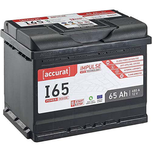 Accurat 12V Autobatterie 65Ah 680A EFB Impulse I65 Starterbatterie für Fahrzeuge mit hohem Energiebedarf, Start-Stop Automatik, wartungsfrei