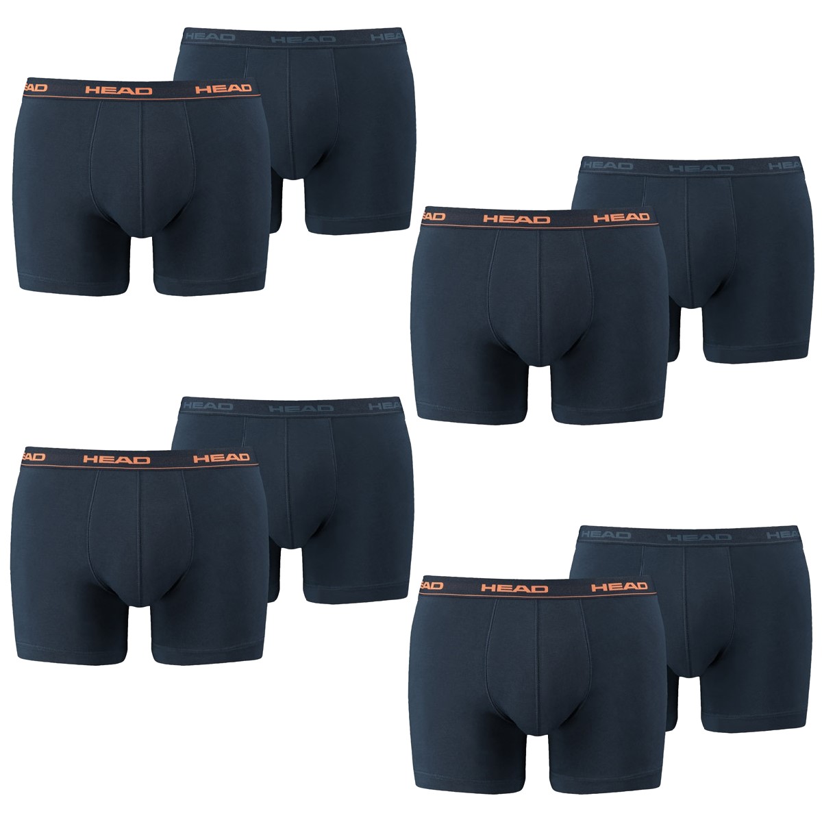 MULTIPACK BOXERS 8 PACK Head Herren Boxer Boxershorts Basic Pant Unterwäsche S, 493 - Peacoat/Orange