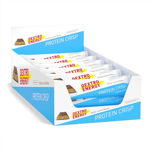 Dextro Energy Protein Crisp - Vanilla Coco - 24x50g (24er Pack) - Vanille und Kokos Energieriegel als ALTERNATIVE zum Proteinpulver mit zusätzlichen NÄHRSTOFFEN - 30% PROTEIN pro Riegel