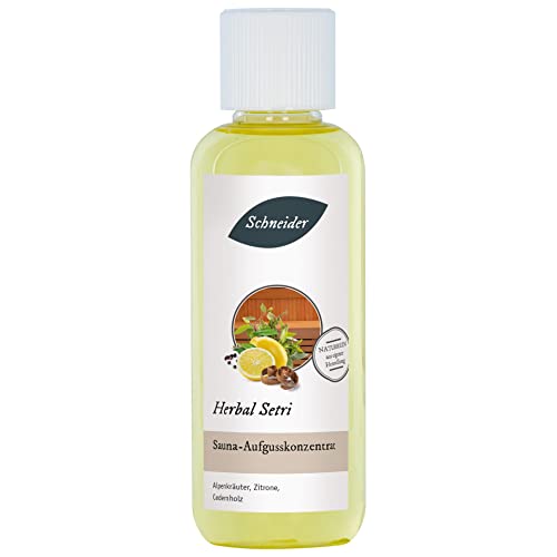 Saunabedarf Schneider – Saunaaufguss Herbal Setri 250 ml Inhalt – holzig-frisches Aufgusskonzentrat mit Alpenkräutern