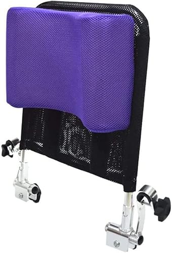 Verstellbares Rollstuhl-Kopfstützenkissen mit Rückengriffrohr, Rollstuhl-Nackenstütze, Kopfstütze, für Rollstuhlzubehör, 16-20 Zoll, Universal (Violett)