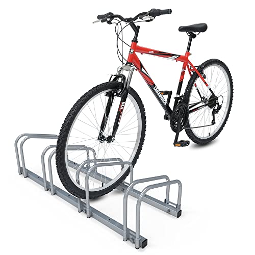 VOUNOT Fahrradständer, für 4 Fahrräder, Boden und Wandmontage, Aufstellständer Mehrfachständer, Silber