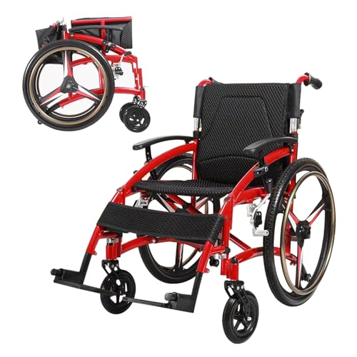 Sportrollstühle,Superleichter Rollstuhl mit Aluminiumrahmen,Rollstuhl für Behinderte,Faltbar Leicht Reiserollstuhl,ergonomischer Sitz