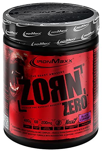 IronMaxx Zorn Powder Premium Pre Workout Booster, Geschmack Black Currant, 480 g Dose (1er Pack)