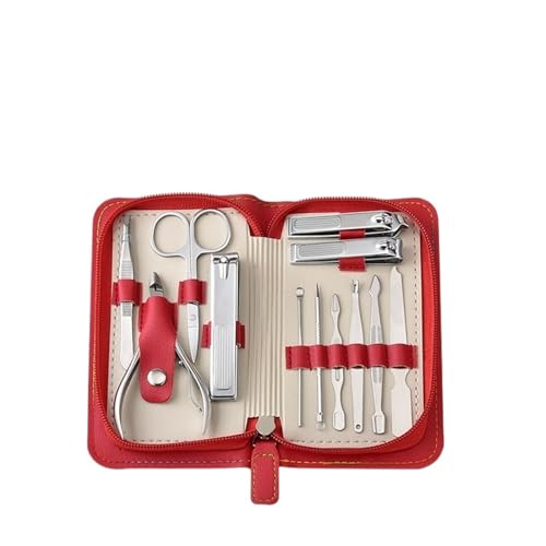 Edelstahl-Nagelknipser-Set, Beauty-Werkzeug-Set mit tragbarem Nagelkunst-Werkzeug, rot, schwarz, grau, Nagelschneiden (Color : C2)