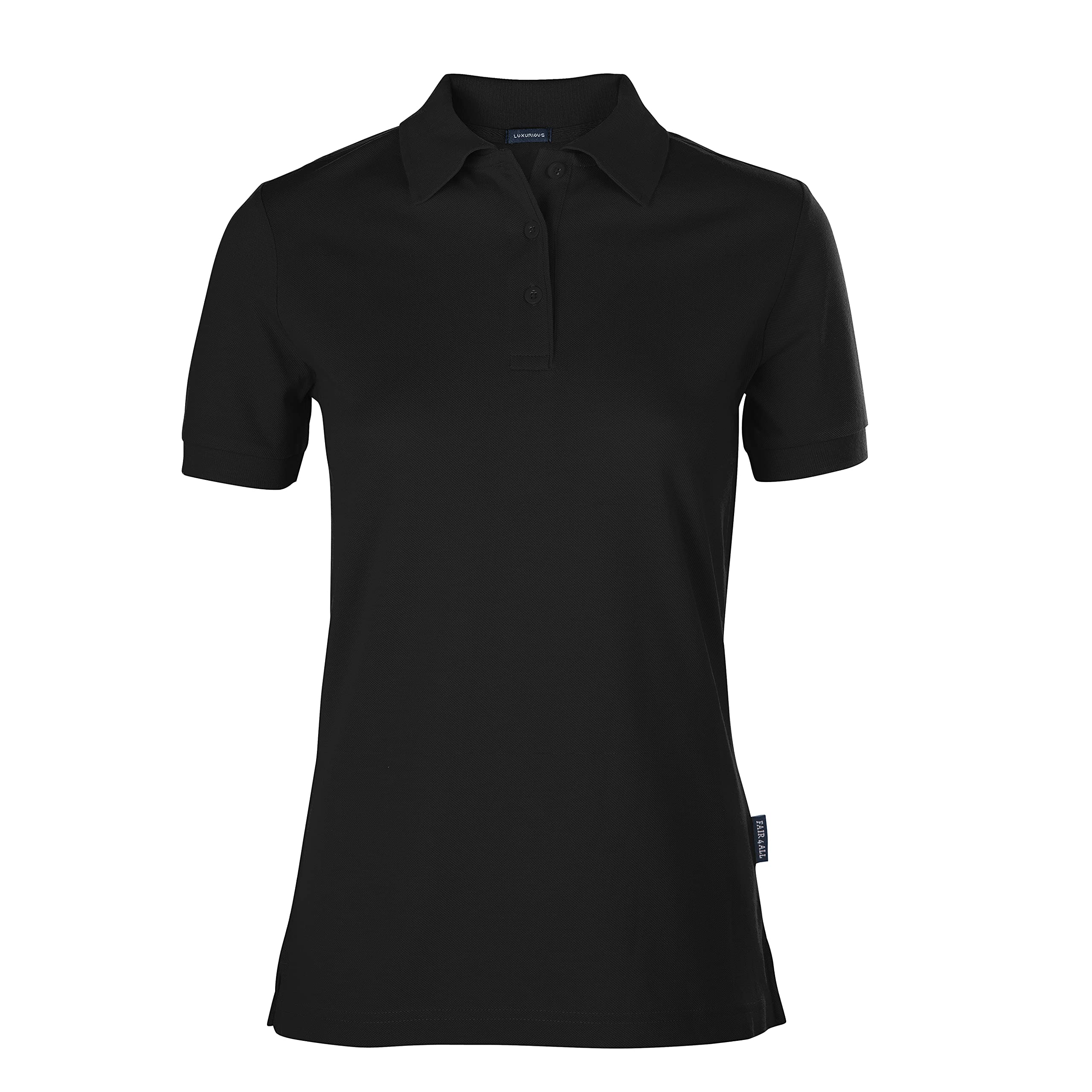 HRM Damen Luxury Polo, schwarz, Gr. 4XL I Premium Polo-Shirt Damen aus 100% Baumwolle I Basic Polohemd bis 60°C farbecht waschbar I Hochwertige & nachhaltige Damen-Oberteile