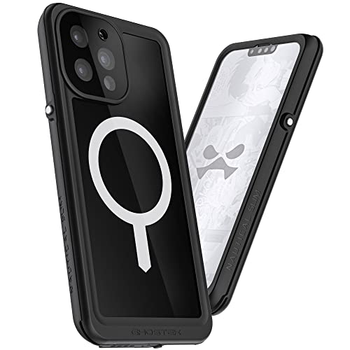 Ghostek NAUTICAL slim iPhone 13 Pro Max Case Heavy Duty Protective Waterproof Cover with Built-In Screen Protector and MagSafe Magnetic Compatible Designed for 2021 Apple iPhone13ProMax (6.7") (Black)