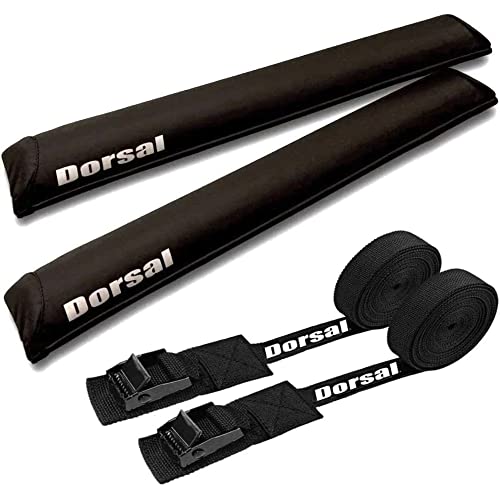 DORSAL Aero Roof Rack Pads with 15 ft Surf Straps for Car Surfboard Kayak SUP Long Black Polyester 28"