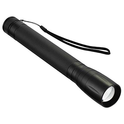 Electraline 58045 Militär Taschenlampe LED Zoom und Fokus einstellbar 3 Lichtmodi: intensiv, sparend und blinkend S O S. Stoßfest, Schwartz