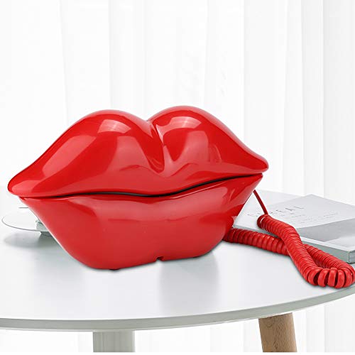 Neuheit Lippen Telefon Festnetztelefone für Zuhause, Red Mouth Telefon Wired Sexy Lip Phone Geschenk Cartoon Shaped Real Corded für Home Hotel Büro Dekoration(rot)