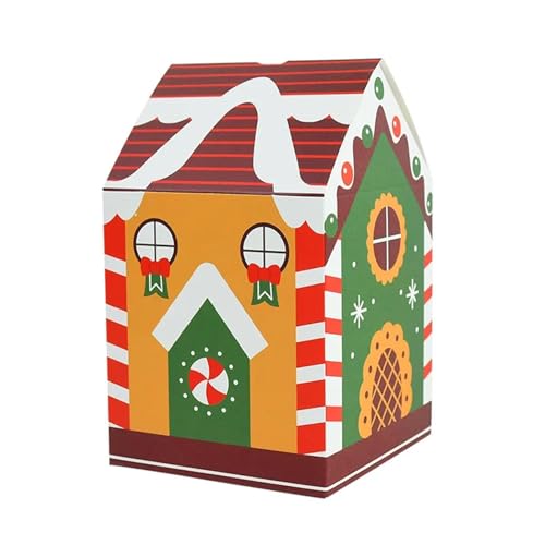 Weihnachten Haus Form Candy Box Cartoon Geschenk Verpackung Box Navidad 2024 Neujahr Party Geschenke (Color : C8, Size : 8.5 * 8.5 * 9.5cm)