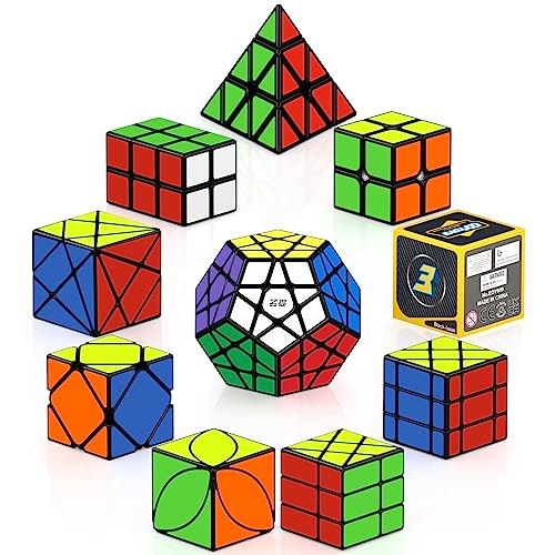 ROXENDA Speed Cubes, [10er Pack] Speed Cube Set - 2x2x2 3x3x3 2x2x3 Schrägachsen Windmühle Fisher Megaminx Pyramide Efeuwürfel Smooth Magic Cubes Puzzles Collection