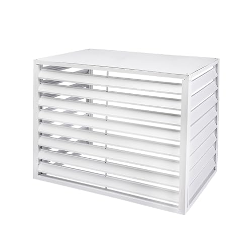 Aluminium Klimaanlage Abdeckung, Sichtschutz für Den Außenbereich, Abdeckung Der Außenklimaanlage, Außeninstallations-Klimaanlagenzaun, Geeignet für Externe Klimaanlagen (Color : White-4 sides, Size