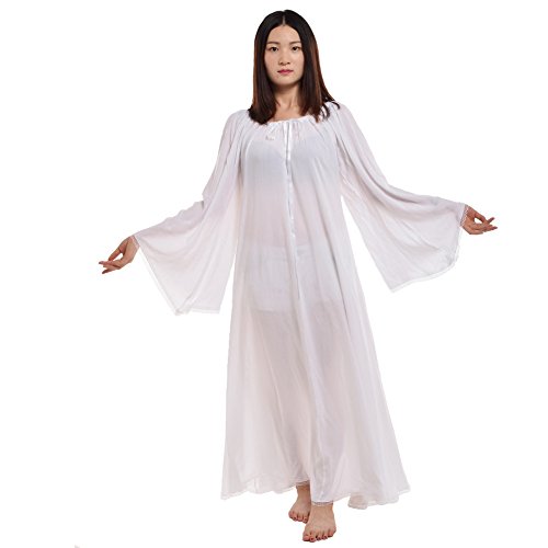 BLESSUME Damen Mittelalterlich Renaissance Kleid Kleid (Weiß, S)