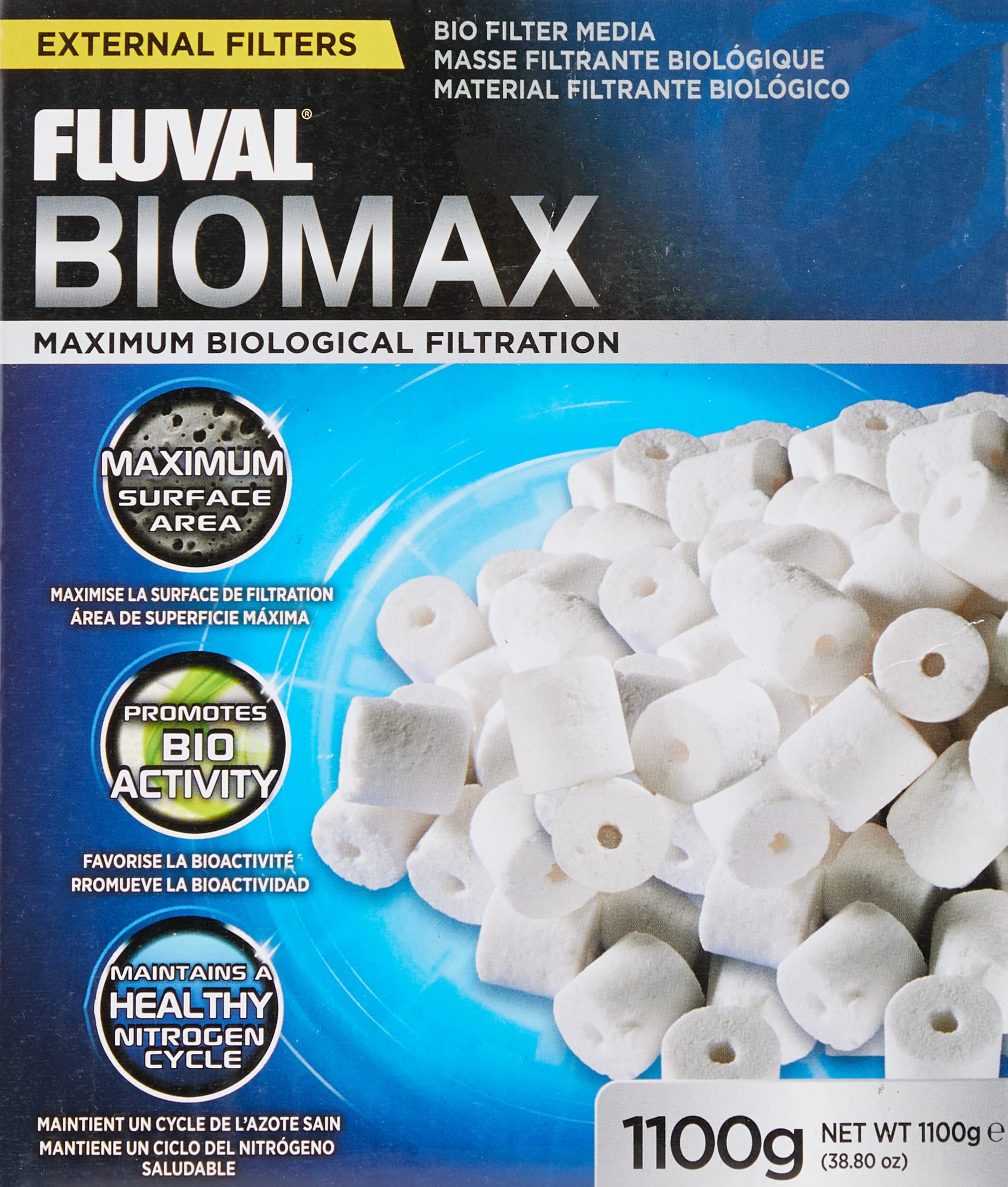 Fluval Biomax, Bio-Ringe mit einem komplexen Porensystem für Nutzbakterien, für Süß- und Meerwasseraquarien, 1100g