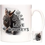 Tasse mit Aufschrift "Donkey Keep Calm and Love Donkeys"