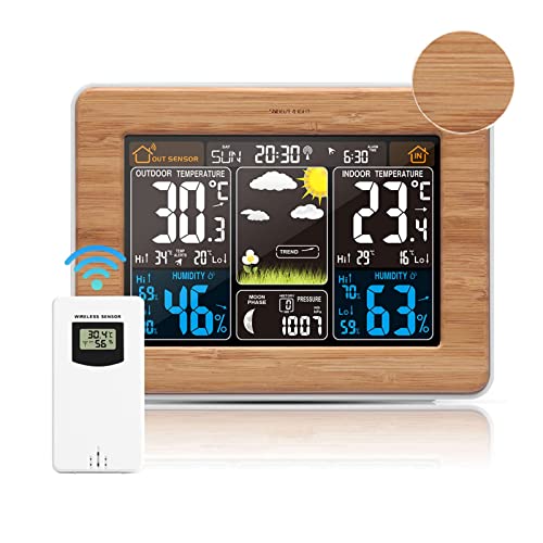 VORRINC Weather Station Wetterstation mit Außensensor, Digital Wecker LCD-Display Barometer Temperatur-Feuchtigkeits-Monitor Wettervorhersage für Zuhause Büro Hausgarten