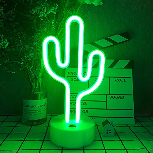Shaped LED Cactus Neonzeichen-Licht mit Halter-Untertischdekoration Nachttischlampe mit Batteriebetrieb/USB Neonleuchte für Kinderzimmer Partybedarf Tischdekoration Kinder Geschenke Kunst Dorm Deko