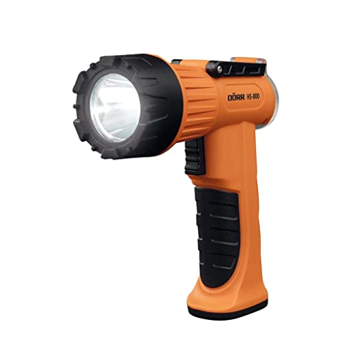 Dörr LED Handscheinwerfer HS-800 orange, Wiederaufladbare Notfalllampe, Notlicht, Taschenlampe, Reichweite bis zu ca. 600 Meter, 10W LED, Dimmbar, SOS Blinkfunktion
