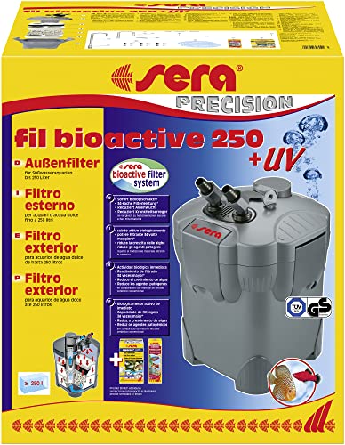 sera 30604 fil bioactive 250 + UV - Aussenfilter fürs Aquarium bis 250 l mit integrierten 5 Watt UV-C (reduziert Krankheitserreger, Parasiten und Algenwuchs)