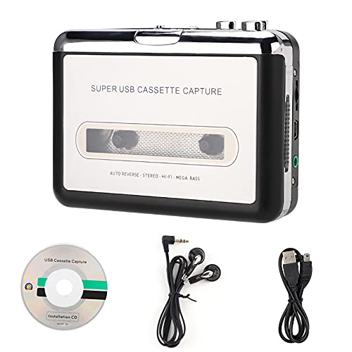 Garsent Kassettenrekorder, USB-Bandkonverter für MP3-Audio-Musik-Player mit Kopfhörern, kompatibel mit Laptops und PCs