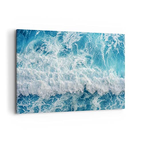Bild auf Leinwand - Leinwandbild - Meer Welle Ozean - 120x80cm - Wand Bild - Wanddeko - Wandbilder - Leinwanddruck - Bilder - Kunstdruck - Wanddekoration - Leinwand bilder - Wandkunst - AA120x80-4067