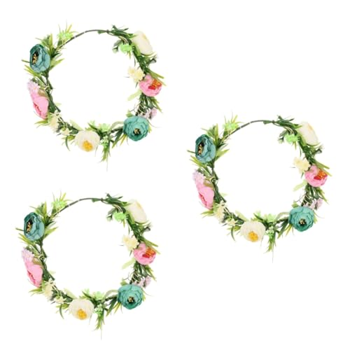 3 Stück künstlicher Rosenkranz, künstliche Rosen, Hawaii-Stirnband, Haarschmuck für Frauen, Hawaii-Haarkranz, Blumenkranz, Stirnband, Damen-Stirnbänder, Haarbänder für Frauen, Haa