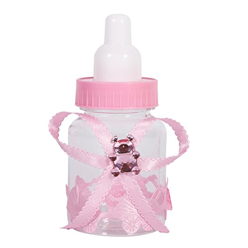 Süßigkeit Flasche für Baby Jungen, 2 Farben 50Pcs Süßigkeit Schokoladen Flaschen Kasten für Babyparty Gastgeschenke Geschenk Dekorationen(Rose)