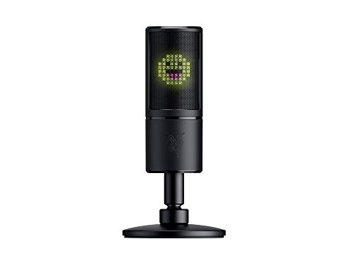 Razer Seiren Emote USB Kondensator-Mikrofon für Streaming mit Integriertem Schockdämpfer, Superniere Aufnahmemuster und Razer Chroma LED Matrix