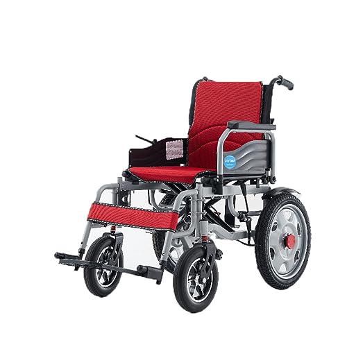 Erwachsener Elektro-Rollstuhl Mobilität Scooter Outdoor Travel Convenient Powerchair Faltbarer Rollstuhl für ältere Menschen Einstellbar,20AH,Red