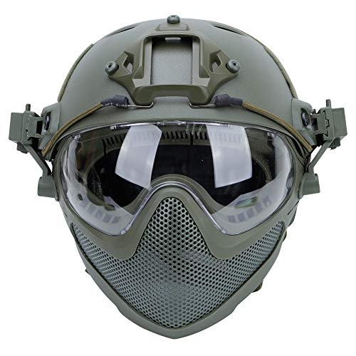 Will Outdoor Integrierter taktischer Airsoft PJ-Helm F22, Vollgesichtsschutzhelm mit Abnehmbarer Maske und Schutzbrille.