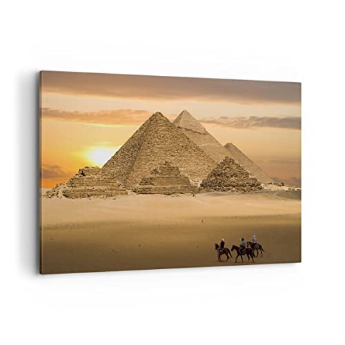 Bild auf Leinwand - Leinwandbild - Pyramide ägypten wüste - 100x70cm - Wand Bild - Wanddeko - Leinwanddruck - Bilder - Kunstdruck - Wanddekoration - Leinwand bilder - Wandkunst - AA100x70-2196