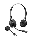 Jabra Engage 55 Schnurloses Stereo-Headset mit Link 400 USB-C DECT-Adapter - Mikrofon mit Geräuschunterdrückung, umfangreiche Reichweite, Gehörschutz - Für MS Teams zertifiziert - Schwarz