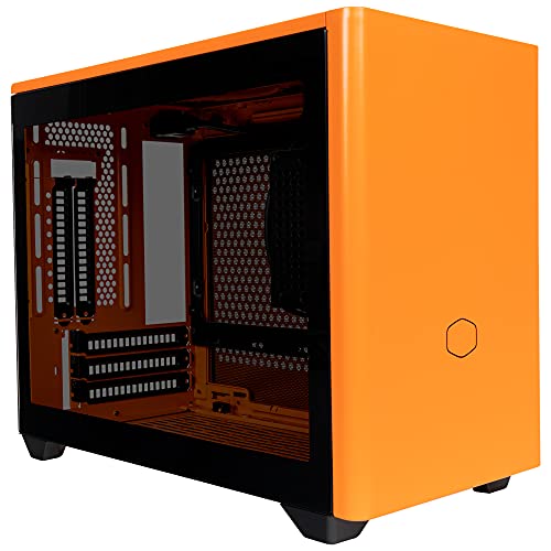 Cooler Master MasterBox NR200P Mini-ITX-Computergehäuse - Seitenwand aus gehärtetem Glas, hervorragende Kühloptionen, vertikales GPU-Display, werkzeuglose 360-Grad-Zugänglichkeit - Orange