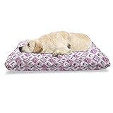 ABAKUHAUS Eulen Haustierbett, Sleeping Birds-Mond-Stern, beissfestes Kissen für Hunde und Katzen mit abnehmbaren Bezug, 60 cm x 100 cm, rosa Lavendel