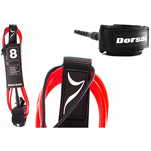 DORSAL Surf Leash for Surfboard Longboard SUP Leg Rope 10' Red