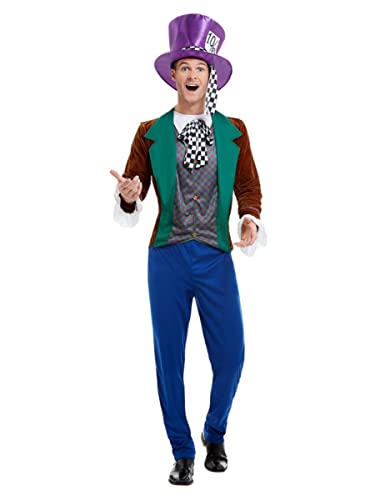 Smiffys 50729XL verrückter Hutmacher Kostüm, Herren, mehrfarbig, XL - Größe 116-122 cm