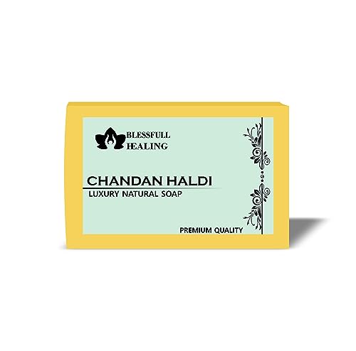Blessfull Healing Organic Chandan Haldi Luxus handgefertigte Naturseifenstücke (125 Gramm/4,4 OZ) (1er-Pack)