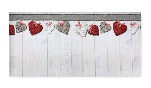 Tex family Teppichläufer für Küche, rutschfest, mit Herzen, Shabby-Motiv, 50 x 200 cm