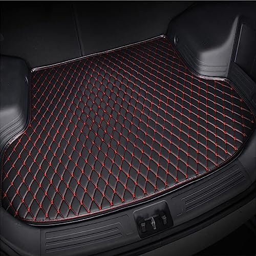 Auto Leder Kofferraummatten für Toyota Corolla hybrid 2019-2023, Kofferraumwanne Cargo Schutzmatte Kratzfest rutschfest Kofferraum Schutzmatten Zubehör,A/Black-Red