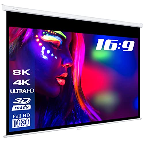 ESMART Professional MIROLO Rollo-Leinwand [Größenauswahl] 266 x 149 cm (120") 16:9 | Vollmaskierung | Heimkino Beamer Projektionsleinwand Rollo Leinwand LCD LED