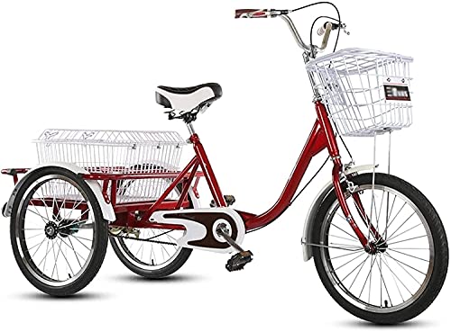 UYSELA Outdoor-Sport-Roller Für Erwachsene, Dreirad, 3-Rad-Cruiser-Trike, Dreiräder Für Erwachsene, Single-Speed-Dreirad-Trike-Pedalfahrrad, 20-Zoll-3-Rad-Fahrräder Mit Gepäckkorb Für Senio