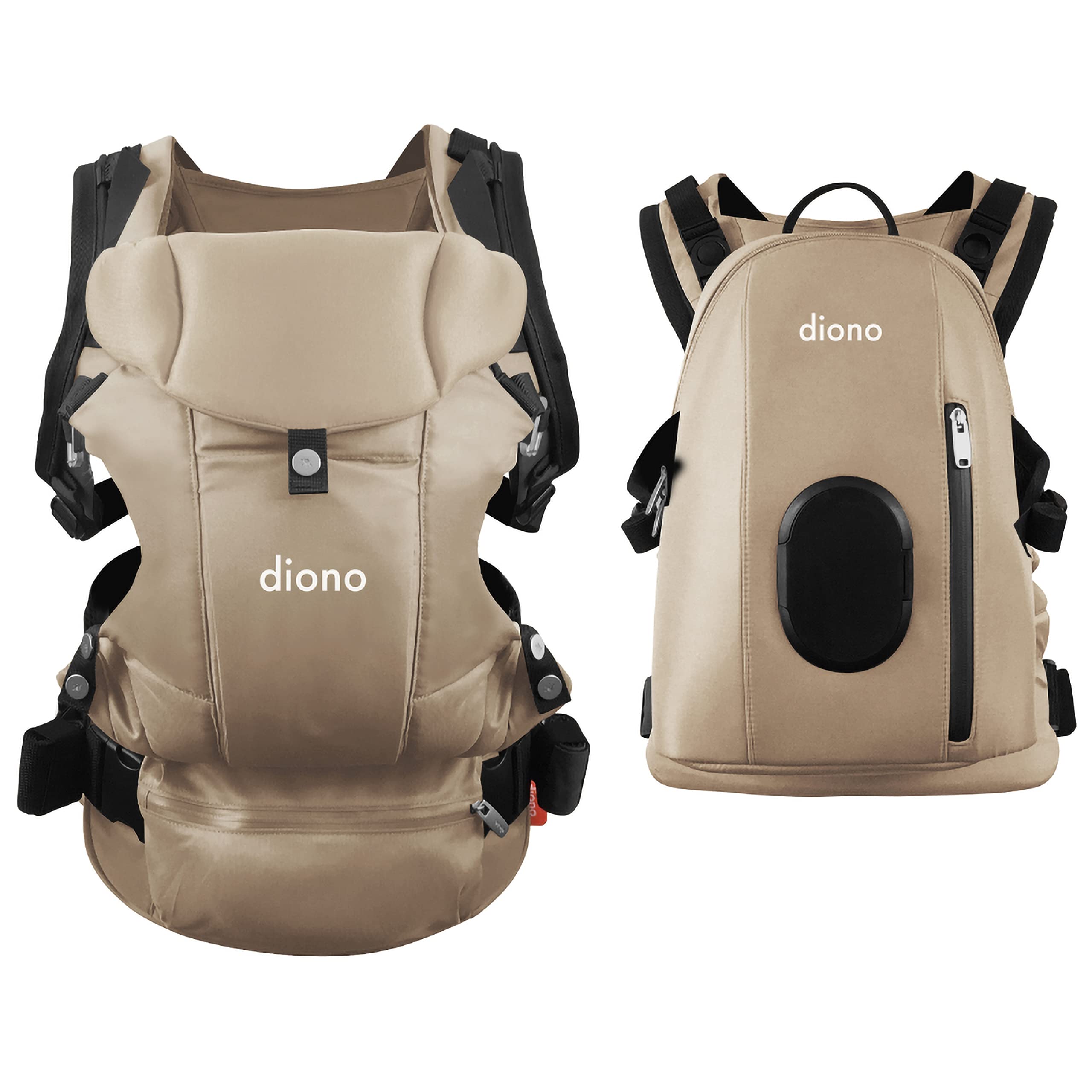 Diono Carus Complete, 4-in-1-Kinder- und Baby-Tragesystem mit abnehmbarem Rucksack, Sand