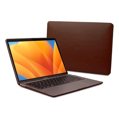 Dreem Euclid MacBook Air Tasche - 15-Zoll-Hartschalen-Laptop-Schutzhülle für MacBook Air 2023, luxuriöses Vegan-Leder, Ober- und Unterschale für zusätzlichen Schutz - Kaffee