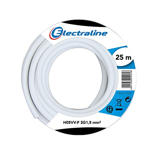 Electraline 20607078J, Kabel H05VV-F Abschnitt 3G1,5 mm², Länge 25 m, Weiß