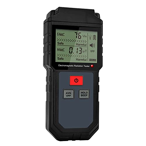 EMF-Meter-Detektor - ET825 Tragbarer elektromagnetischer Strahlungstester (Digitales LCD-Display, 5 Hz -3500 MHz, Sound-Linght-Alarm, Benutzerhandbuch) -Schwarz