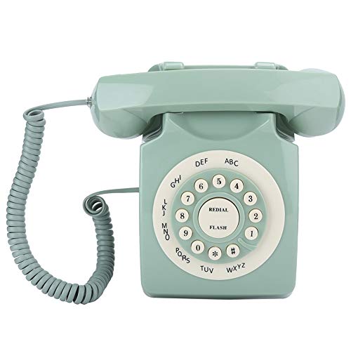 Dpofirs Grünes Vintage-Telefon, klassisches Retro-Festnetztelefon im Alten Stil, kabeebundenes europäisches Telefon mit großen Knöpfen für Home Desk Office-Dekorationsgeschenk