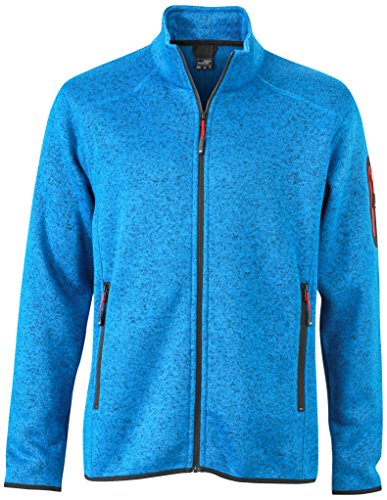 James & Nicholson Herren Jacke Jacke Knitted Fleece Jacket blau (Royal-Melange/Red) XXX-Large