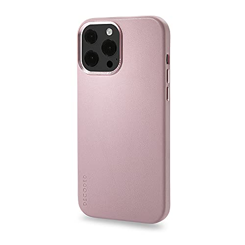 Decoded Schutzhülle - iPhone 13 Pro - Back Cover - Hochwertiges Europäisches Leder - Hülle mit Metallknöpfen - Apple Magnetic Technology - Hell Rosa, Pink